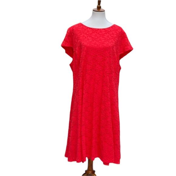 Alfani Dress 22W Lace Plus Size Party Dress Stretch Coral Boho fruit punch - Picture 6 of 12